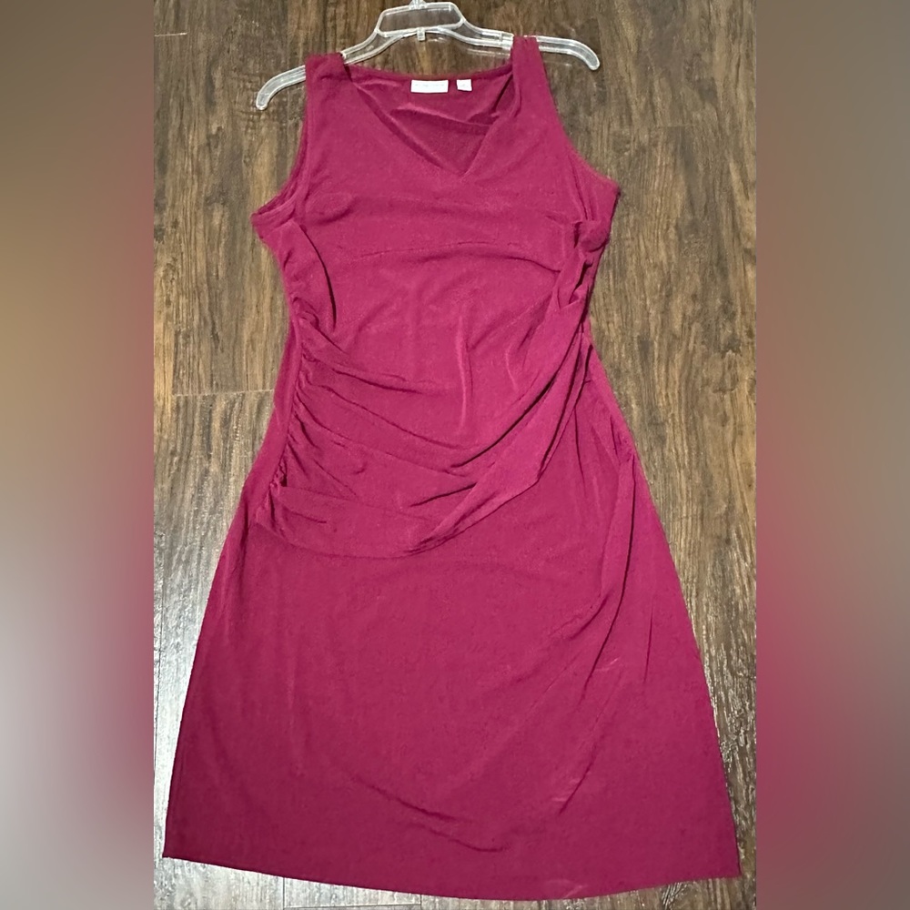 NY&Co magenta knee-length, rouched dress, size M